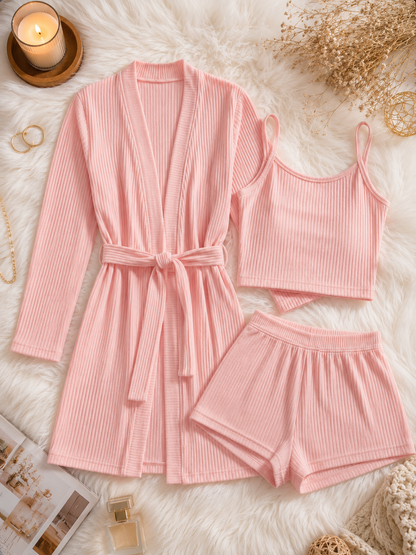 Ensemble Femme 3 Pièces Premium | Peignoir + Top + Short - Naiali