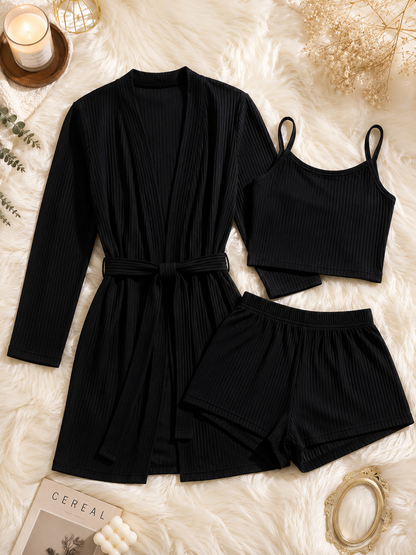 Ensemble Femme 3 Pièces Premium | Peignoir + Top + Short - Naiali