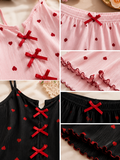 Pack 2 Pyjamas Cœurs —  Noir & Rose claire🖤🩷
