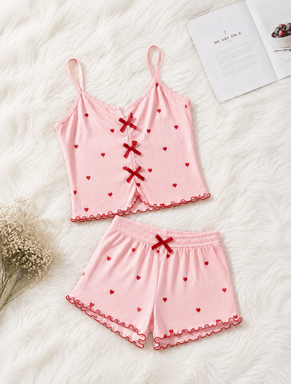 Pack 2 Pyjamas Cœurs —  Noir & Rose claire🖤🩷