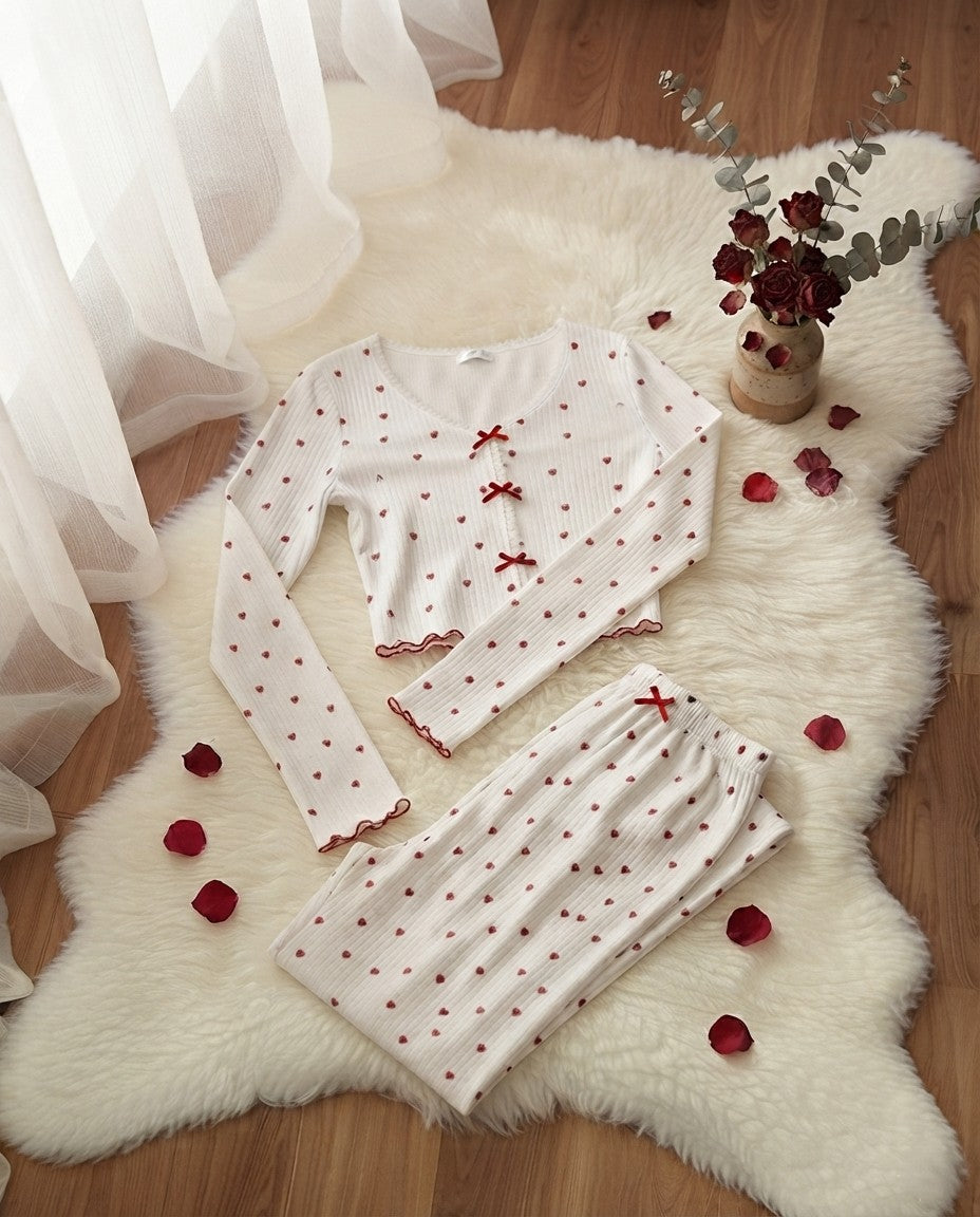 Ensemble Pyjama Cœurs Rouges
