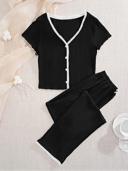 Ensemble Pyjama Côtelé Boutonné ( Chic & Confort )