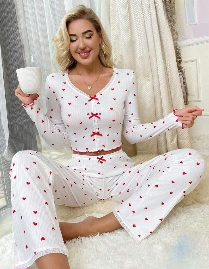 Ensemble Pyjama Cœurs Rouges